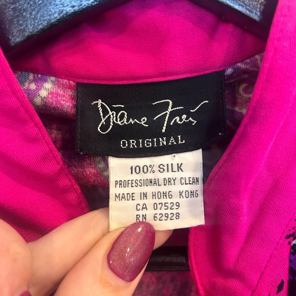 Vintage Diane Freis Original 100% Silk Blouse – Bold Paisley & Polka Dot Print - Picture 5 of 5
